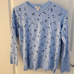 Macy's Style &Co Star-Print Sweater Size: L, blue heather